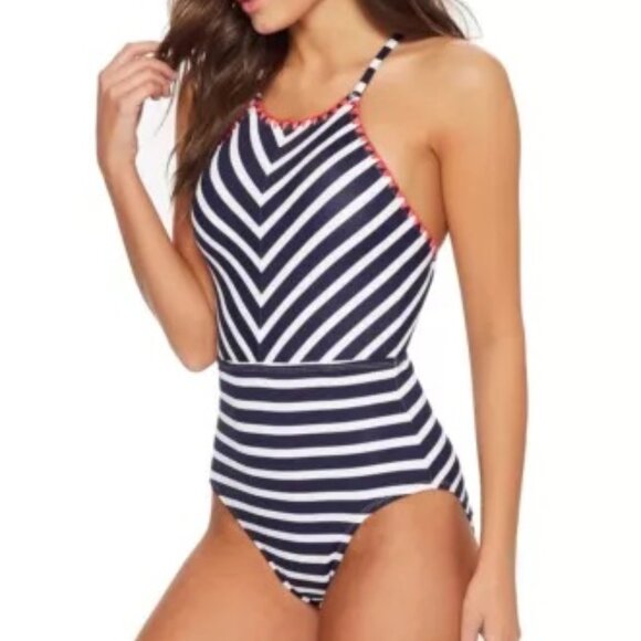 TOMMY BAHAMA Breton Stripe Swimsuit NWT, Size 12 - Picture 1 of 8